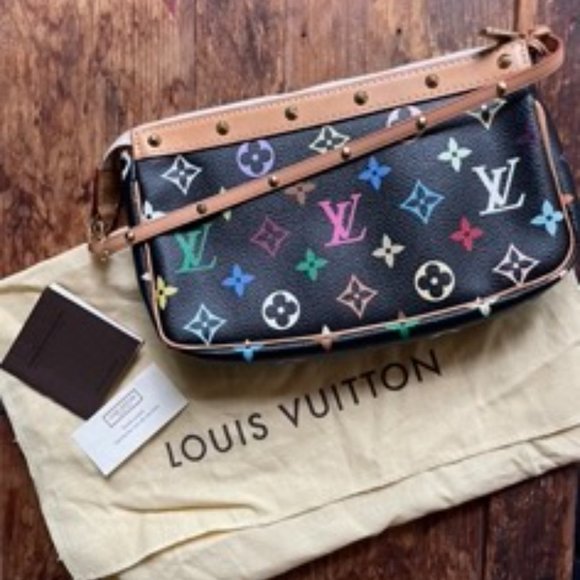 Louis Vuitton Handbags - Louis Vuitton Black Multicolor Monogram Pochette Accessoire Bag Takashi Murakami